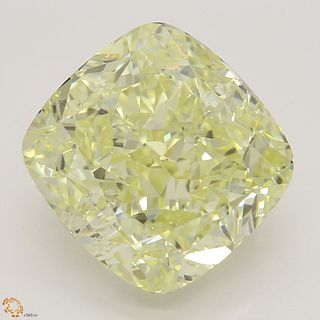 5.72 ct, Natural Fancy Light Yellow Even Color, VS2, Cushion cut Diamond (GIA Graded), Appraised Value: $142,400 