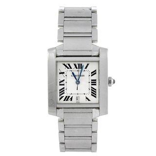 CARTIER - a Tank Francaise bracelet watch. Stainless steel case. Reference 2302, serial 564684LX. Si