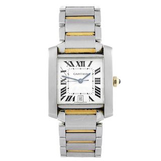 CARTIER - a Tank Francaise bracelet watch. Stainless steel case. Reference 2302, serial 795049CD. Si
