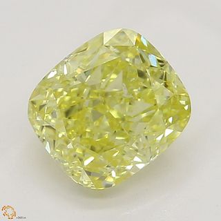 1.01 ct, Natural Fancy Intense Yellow Even Color, SI1, Cushion cut Diamond (GIA Graded), Appraised Value: $17,100 