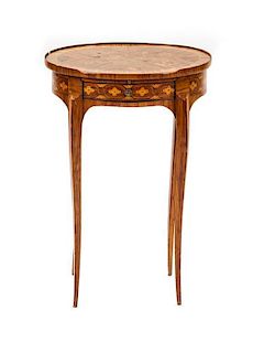 A Louis XV Marquetry Table a Ecrire, 18TH CENTURY WITH ALTERATION, Height 27 1/2 x width 18 1/2 x depth 14 7/8 inches.