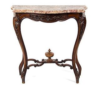 * A Louis XV Style Walnut Console Table, LATE 19TH CENTURY, Height 39 1/2 x width 40 x depth 18 inches.