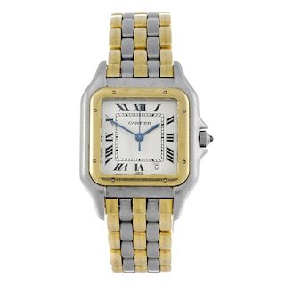 CARTIER - a Panthere bracelet watch. Stainless steel case with yellow metal bezel. Numbered 187949 0