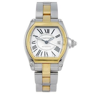 CARTIER - a Roadster bracelet watch. Stainless steel case with yellow metal bezel. Reference 2510, s