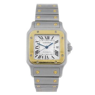 CARTIER - a Santos bracelet watch. Stainless steel case with yellow metal bezel. Reference 2319, ser