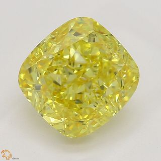 1.51 ct, Natural Fancy Vivid Yellow Even Color, SI1, Cushion cut Diamond (GIA Graded), Appraised Value: $42,200 