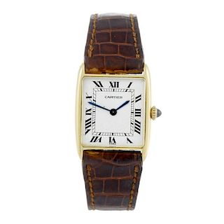 CARTIER - a wrist watch. Yellow metal case, stamped 18k, 750. Numbered 960410105. Signed manual wind