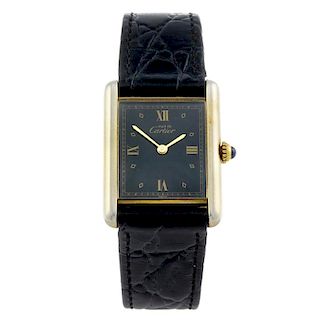 CARTIER - a Must De Cartier Tank wrist watch. Gold plated silver case. Reference 02441, serial 59000