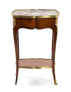 A Louis XV Style Gilt Bronze Mounted Table en Chiffonier, Height 31 1/2 x width 16 x depth 14 inches.