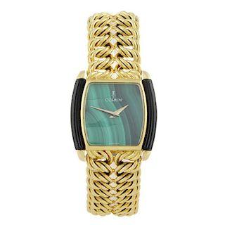CORUM - a lady's bracelet watch. Yellow metal case, stamped 18k with poincon. Numbered 27630N48 1824