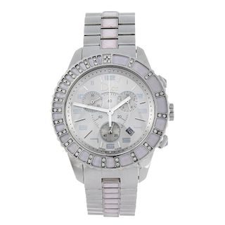 DIOR - a lady's Christal chronograph bracelet watch. Stainless steel case with factory diamond set b