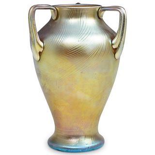 Steuben Gold Aurene Three Handle Vase