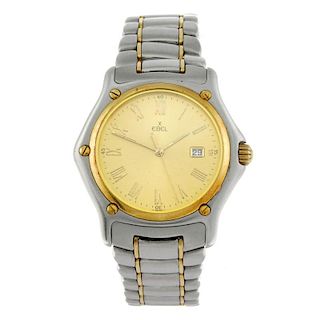 EBEL - a gentleman's 1911 bracelet watch. Stainless steel case with yellow metal bezel. Reference 18