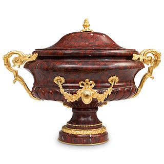 Louis XVI Style Rouge Griotte Marble and Gilt Bronze Urn