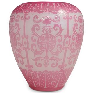 Steuben Rosaline and  Alabaster Glass Vase