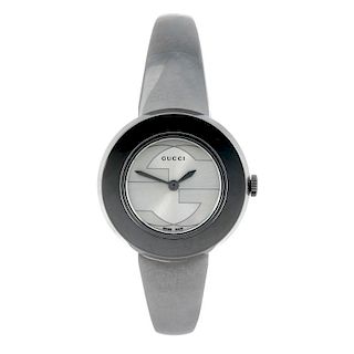 GUCCI - a lady's 129.5 bangle watch. Stainless steel case. Numbered 12446566. Signed quartz movement