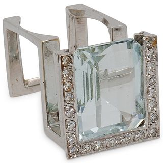 18k Aquamarine, and Diamond Custom Ring