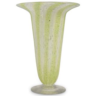 Steuben green and  White Cintra Vase