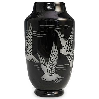Steuben Black Alabaster Vase