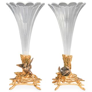 19th Ct. Baccarat Bronze and  Crystal Vases