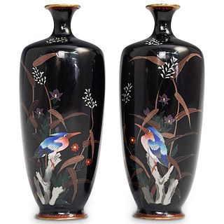 Pair of Mini Meiji Japanese Cloisonne Vases
