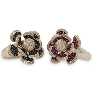 (2 Pc) 14k Gold, Sapphire and  Ruby Rings
