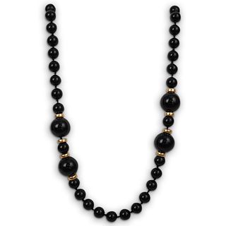 Onyx and  Gold Beaded Necklace