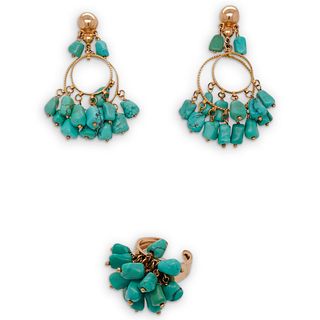 14kt Turquoise Ring and  Earring Set
