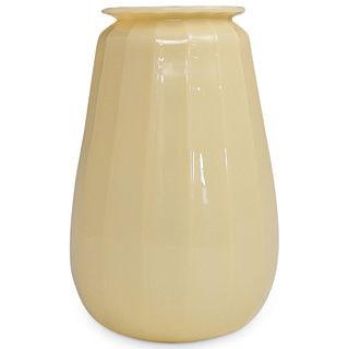 Steuben Ivory Optic Ribbed Vase