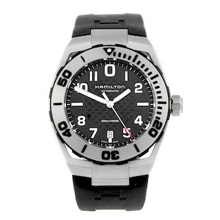 CURRENT MODEL: HAMILTON - a gentleman's Khaki Navy Sub wrist watch. Stainless steel case with calibr