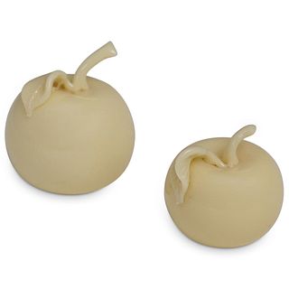 (2Pc) Steuben Ivory Glass Apples