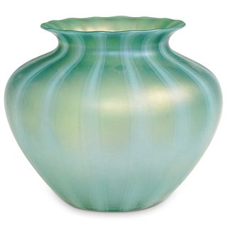 Steuben Oriental Ribbed Glass Vase