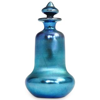 Steuben Blue Aurene Perfume Bottle Bell Stopper