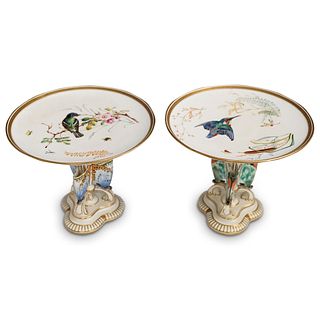 Pair of Chinese Porcelain Pedestal Plates