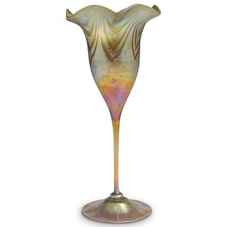 Steuben Iridescent Long Stemmed Floriform Vase
