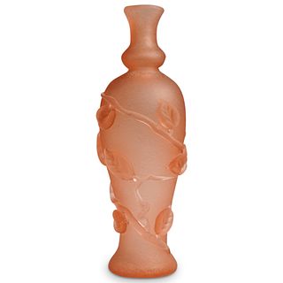 Steuben Peach Quartz Floral Vine Glass Vase