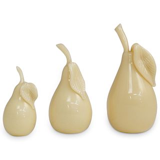 (3Pc) Steuben Ivory Glass Pears