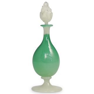 Steuben Green Jade and  Alabaster Glass Perfume Bottle