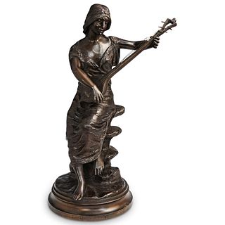 Couderc "Joueuse de Mandoline" Bronze Sculpture