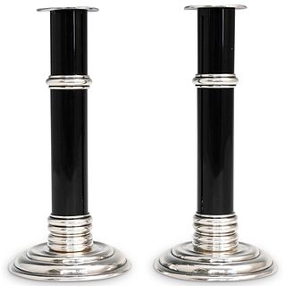 Pair of Puiforcat Silver Plated Candlesticks