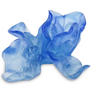 Daum Pate De Verre "Iris" Blue Crystal Flower