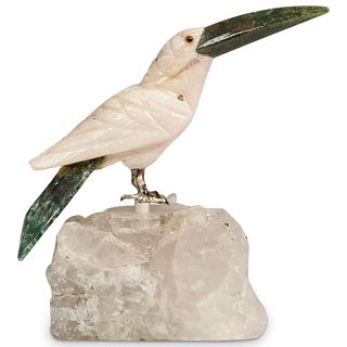 Carved Stone Parrot Geode Sculpture