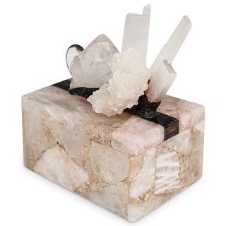 Alabaster and  Quartz Crystal Stone Treasure Box