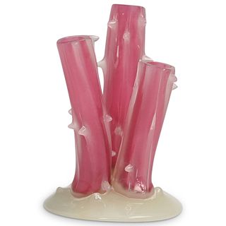 Steuben Rosaline Three Prong Glass Bud Vase