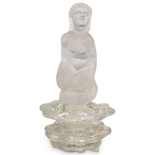 Steuben Frosted Figural Glass Flower Block