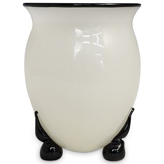 Steuben alabaster and mirror black glass vase