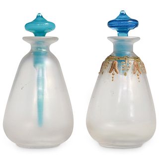 (2pc) Steuben Glass Cologne Bottle Set