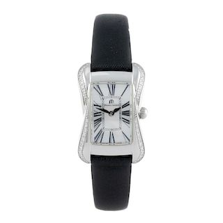 MAURICE LACROIX - a lady's Divina wrist watch. Stainless steel case with factory diamond set bezel.