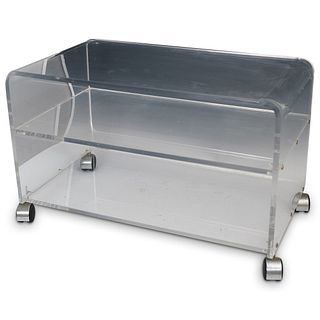 Mid Century Modern Lucite Waterfall Rolling Cart