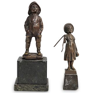 (2 Pc) Pair of Small Bronze Figurines